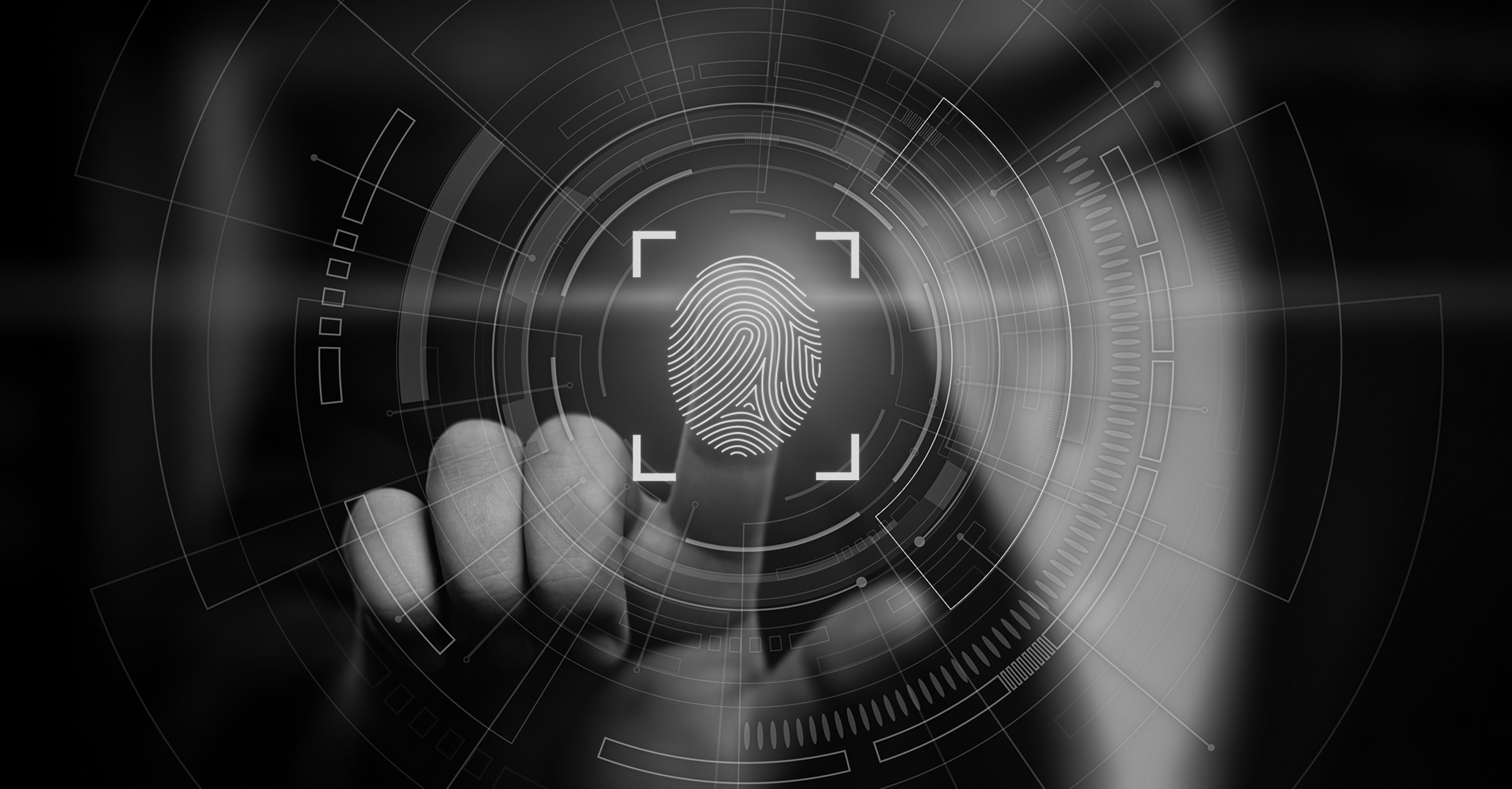 Biometric access control reader at a secured entrance